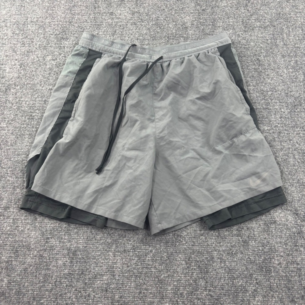 Nike Running Shorts Size M Grey Dri-Fit 2-in-1 Compression Liner Mens